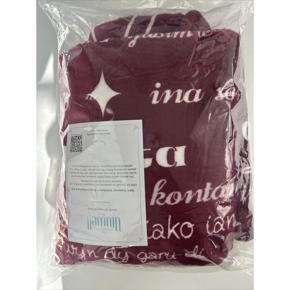 100 Languages Blanket I Love You Soft Throw Purple with White 65"x50 NEW